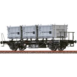 Brawa 50602 Behältertragwagen BTs 30 der DB, with Eoskrt 022 "Von Haus zu Haus", Ep.III