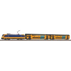 97939 Start-Set mit Bettung Personenzug E-Lok und 2 Doppelstockwagen, NS, Ep. V