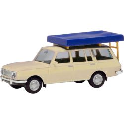 Herpa 420549-002 Wartburg 353 66 Tourist mit Dachzelt perlweiss