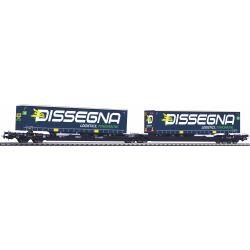 24600 Taschenwagen T3000e Wascosa mit 2 "Dissegna" Trailern, SBB, Ep. VI