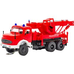 8052 Feuerwehr MB Rundhauber 3-achs Bergekran m.Rundumleuchten, Funktionsmodell