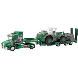 315562 Scania Hauber Goldhofer Allrounder-Sattelzug mit Liebherr Radlader