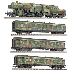 L130002 4-tlg.Set: "Truppen-Transport" Zugset mit BR 42 + 3 Wagen, DRG, Ep. II