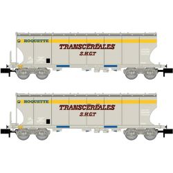 HN6620 2-tlg. Set Schwenkdachwagen "Transcéréales S.H.G.T. Roq.", SNCF, Ep. IV