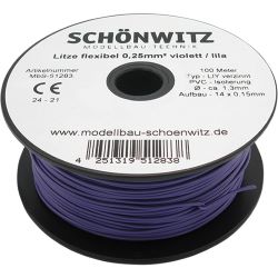 51283 Miniaturkabel Litze flexibel LIY 0,25mm², 100 Meter (violett, lila)