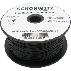 51284 Miniaturkabel Litze flexibel LIY 0,25mm², 100 Meter (schwarz)
