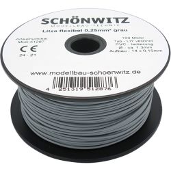51287 Miniaturkabel Litze flexibel LIY 0,25mm², 100 Meter (grau)