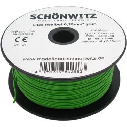 51288 Miniaturkabel Litze flexibel LIY 0,25mm², 100 Meter (grün)