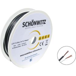 50986 LIY-Z Zwillingslitze 2x 0,14mm² (weiß/schwarz) 10 Meter