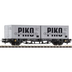 27709 H0-Containertragwagen mit 2 Containern 'VEB PIKO', DR, Ep.IV