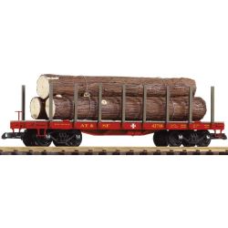 38786 G-Rungenwagen mit Holzladung, SF, Ep.III/IV