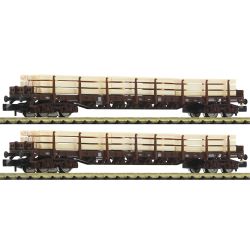 6660048 N 2er Set Rungenwagen Rs mit Holzladung, ÖBB, Ep.V