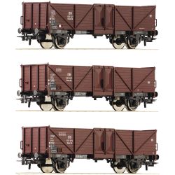 6600075 H0 3er Set offene Güterwagen Omm 34, DB, Ep.III