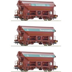 77052 H0 3er Set Schwenkdachwagen Tdgs, DB, Ep.IV 'Quarzwerke'