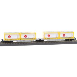 18074 TT Containertragwagen Sggmrss 747 mit vier Tankcontainern, DBAG, Ep.VI