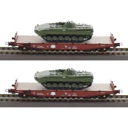 70055 H0 2er Set Schwerlastwagen Rmms 3960 mit zwei Panzern, DR, Ep.IV