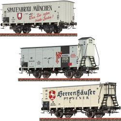 50938 H0 3er Set gedeckte Güterwagen G10 'Biermarken', DB, Ep.III