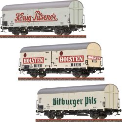 50940 H0 3er Set gedeckte Güterwagen Tnf 'Biermarken', DB, Ep.III
