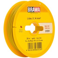 3151 Litze, 0,14mm², gelb, 25m