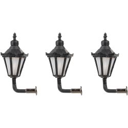 180111 H0 LED-Wandleuchte, Sechskantlaterne mit Krone, warmweiß, 3 Stück