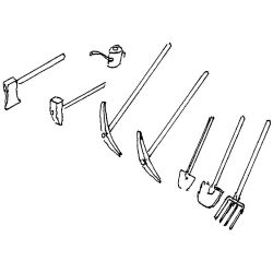 3223 H0 Gleisbau-Werkzeuge, Ölkanne, Beil, Hammer, usw, Messing-Feinguss