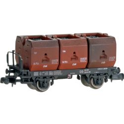 201303G N Kohlekübelwagen Okmm 38, bel. m. 3 Kübeln, gealtert, DB, Ep. III