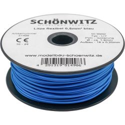 51498 Miniaturkabel Litze LIY 0,50mm² blau (50 Meter)