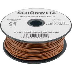 51499 Miniaturkabel Litze LIY 0,50mm²  braun (50 Meter)