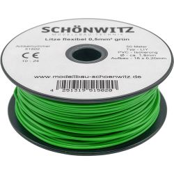 51502 Miniaturkabel Litze LIY 0,50mm²  grün (50 Meter)