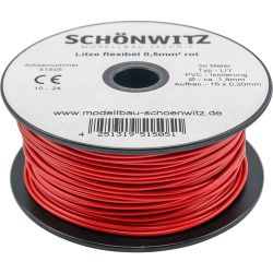 51505 Miniaturkabel Litze LIY 0,50mm² rot (50 Meter)