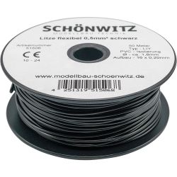 51506 Miniaturkabel Litze LIY 0,50mm² schwarz (50 Meter)