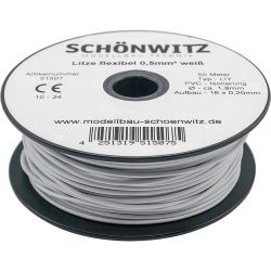 51507 Miniaturkabel Litze LIY 0,50mm² weiß (50 Meter)