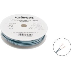 51522 Doppellitze Zwillingslitze 2x 0,14mm² grau 10 m