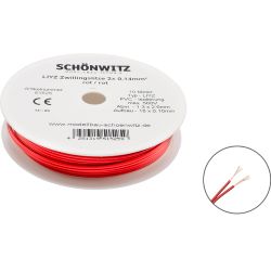51525 Doppellitze Zwillingslitze 2x 0,14mm² rot 10 m