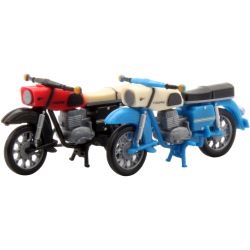 55071010 H0 2 Motorräder MZ ES 250/2, schwarz-rot und hellblau-beige