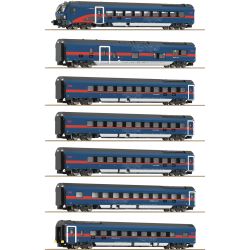 6270065 N 7er Set Personenwagen mit Steuerwagen 'Nightjet', ÖBB, DC-Sound