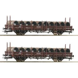 6600120 H0 2er Set Schwenkrungenwagen Ks, mit Drahtrollen, ÖBB, Ep. IV