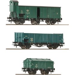 6600079 H0 3er Set Güterwagen, SNCB, Ep. III
