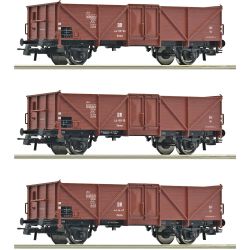 6600115 H0 3er Set Offene Güterwagen Ommu, DR, Ep. III