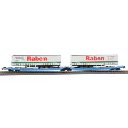 6600117 H0 Doppeltaschen-Gelenkwagen mit LkW-Aufliegern Sdggmrs 738, T3000e
