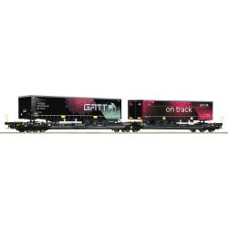 6600170 H0 Doppeltaschen-Gelenkwagen mit LkW-Aufliegern Sdggmrs 738/T3000e