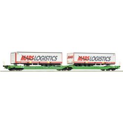 6600005 H0 Doppeltaschen-Gelenkwagen mit LkW-Aufliegern, T3000e, Sdggmrss