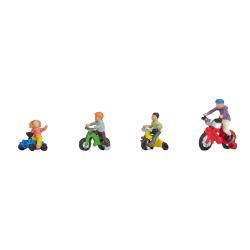 15908 H0 Kinder auf Kinderfahrrädern
