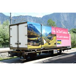 9469169 0m Containertragwagen Lb 7859 mit Volg-Container "Lavin", RhB, Ep. VI