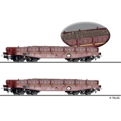 70070 H0 2er Set Schwerlastwagen Rmms 3960 beladen mit Gleisbau-Abraum, DR