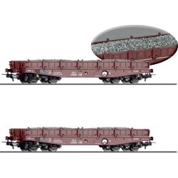 70071 H0 2er Set Schwerlastwagen Rmms 3960 beladen mit Neuschotter, DR