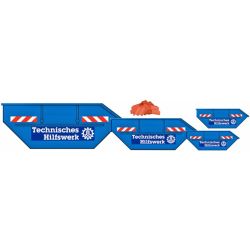 2428 H0 Set aus 4 versch. Absetzmulden "THW" mit Ziegelbruch