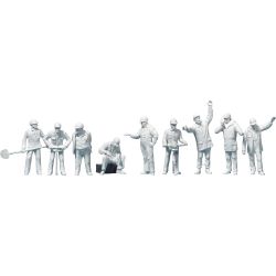 63003 1 Bahn- und Gleisbauarbeiter. 9 unbemalte Miniaturfiguren, Zubehör