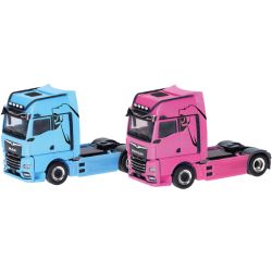 319195 H0 Set WOMAN & MAN eTGX GX Zugmaschinen, 2achs, hellblau und pink