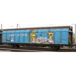 H24666 N Schiebewandwagen Hbbillns, SBB, Ep.VI, Graffiti 'Zukunft ist Luxus'
